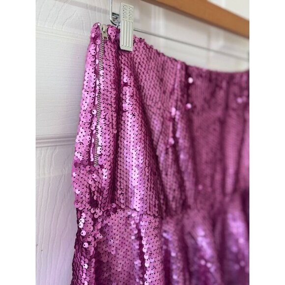 Hemline Hausen Pink Sequin Mini Skirt Flared Womens S NWT Festival Boho Outfit - Picture 10 of 15